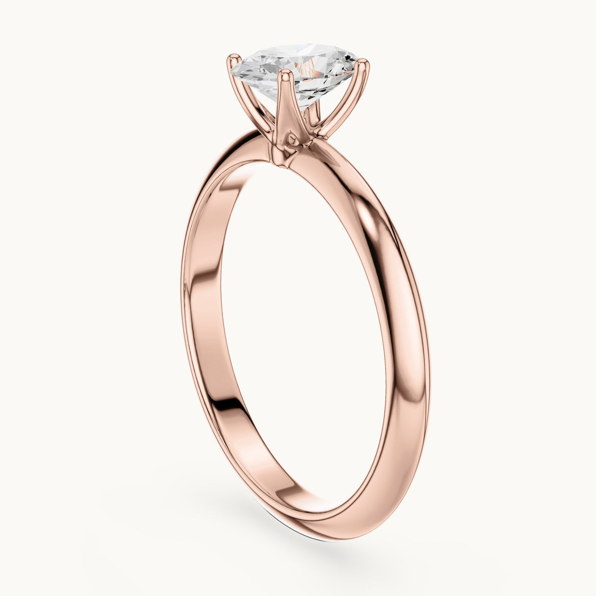 Oval lab-grown diamond classic prong solitaire engagement ring in rose gold, 1.00 CT TW, view 1