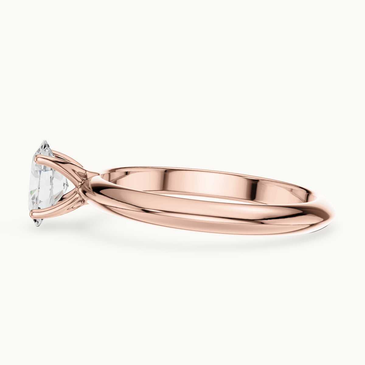 Oval lab-grown diamond classic prong solitaire engagement ring in rose gold, 1.00 CT TW, view 3