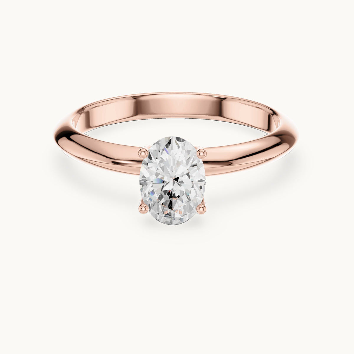 Oval lab-grown diamond classic prong solitaire engagement ring in rose gold, 1.00 CT TW, view 4