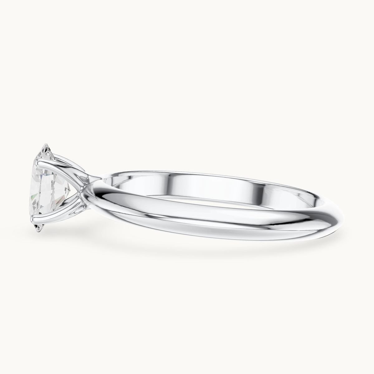 Oval lab-grown diamond classic prong solitaire engagement ring in white gold, 1.00 CT TW, view 3