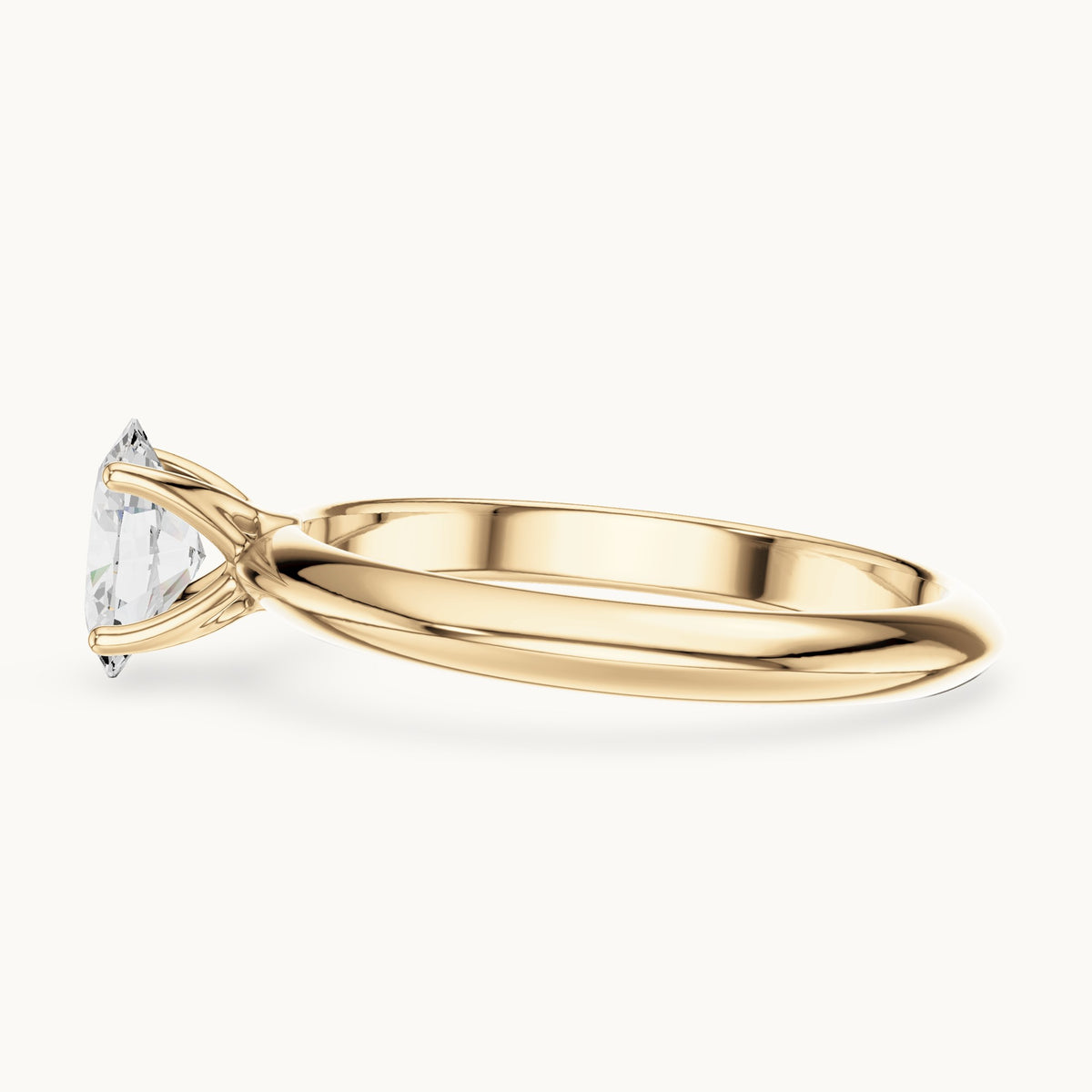 Oval lab-grown diamond classic prong solitaire engagement ring in yellow gold, 1.00 CT TW, view 3