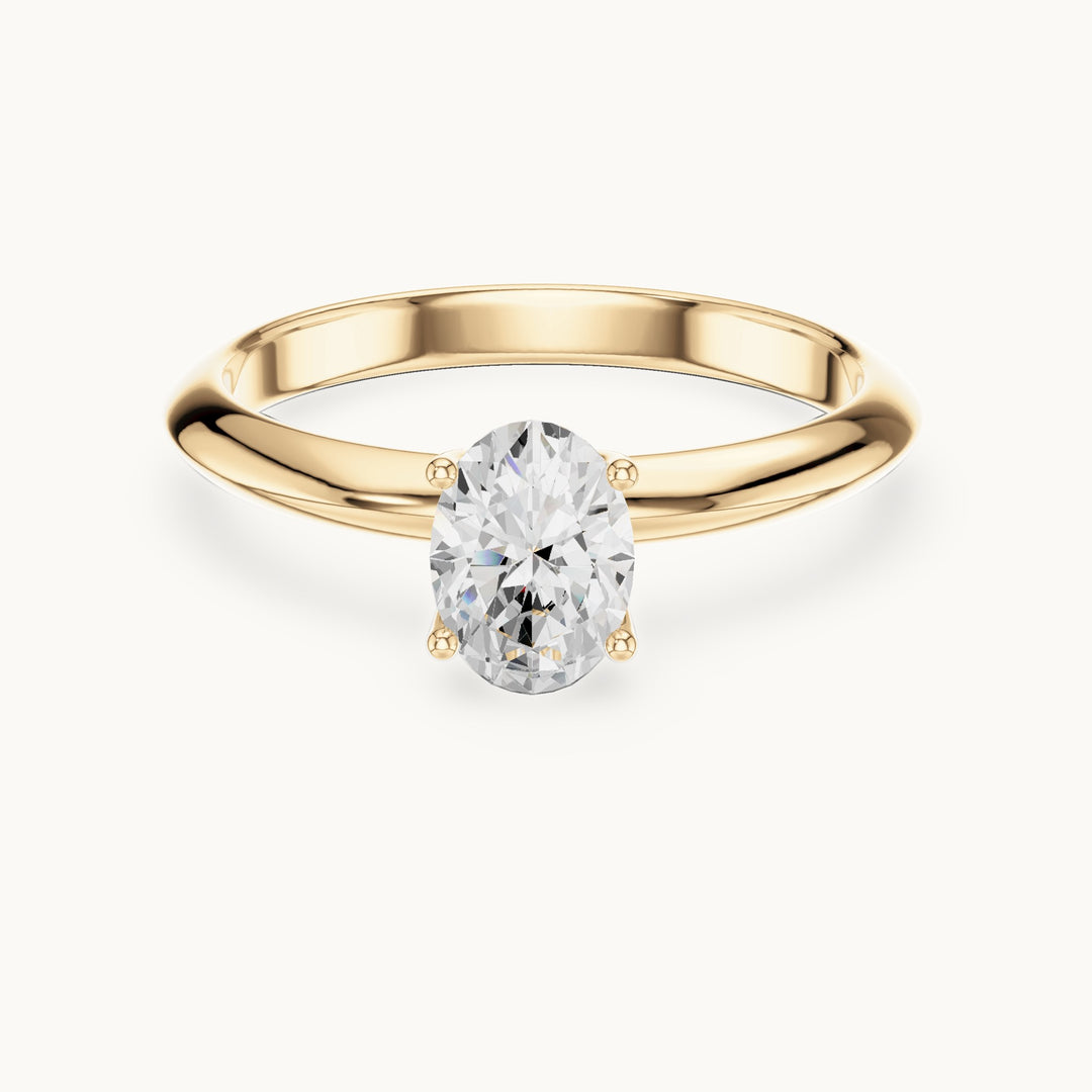 Oval lab-grown diamond classic prong solitaire engagement ring in yellow gold, 1.00 CT TW, view 4