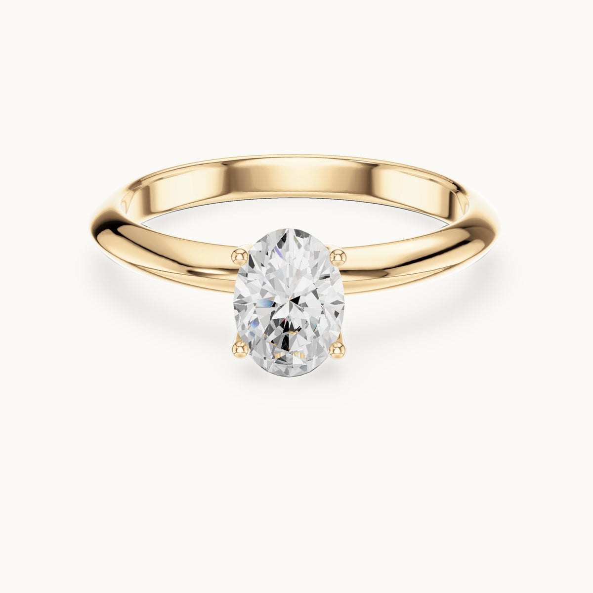 Oval lab-grown diamond classic prong solitaire engagement ring in yellow gold, 1.00 CT TW, view 4
