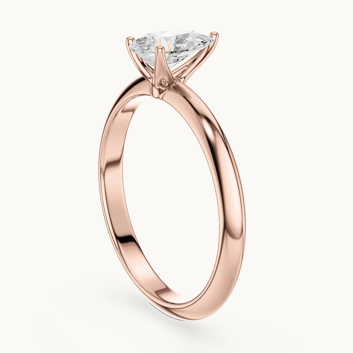 Pear lab-grown diamond classic prong solitaire engagement ring in rose gold, 1.00 CT TW, view 1