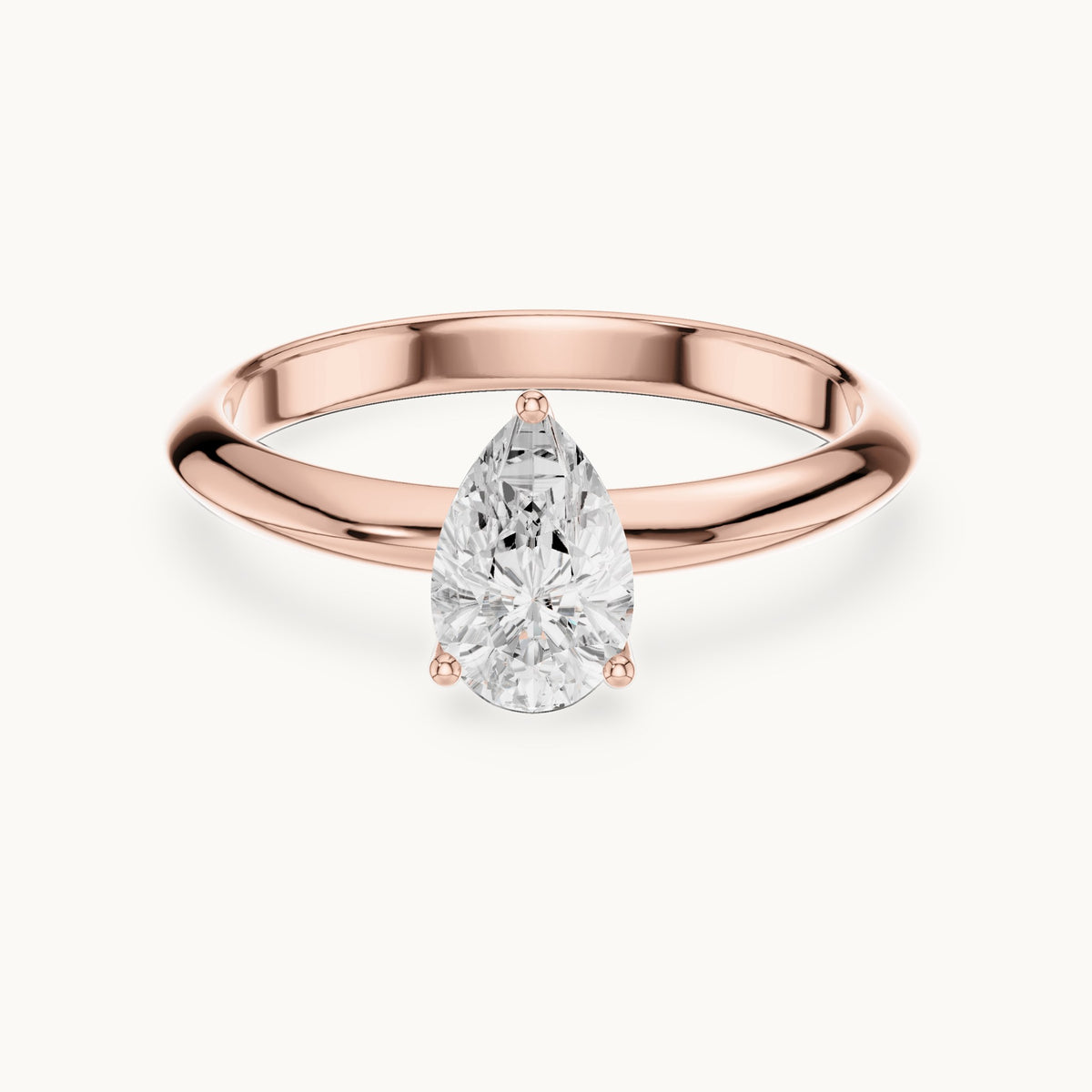 Pear lab-grown diamond classic prong solitaire engagement ring in rose gold, 1.00 CT TW, view 4