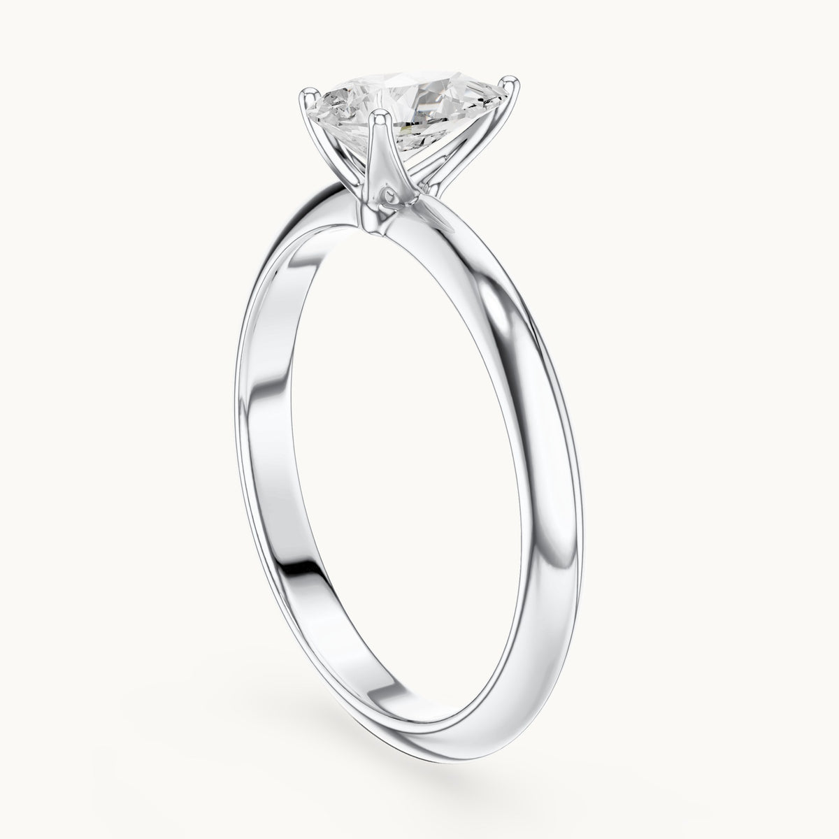 Pear lab-grown diamond classic prong solitaire engagement ring in white gold, 1.00 CT TW, view 1