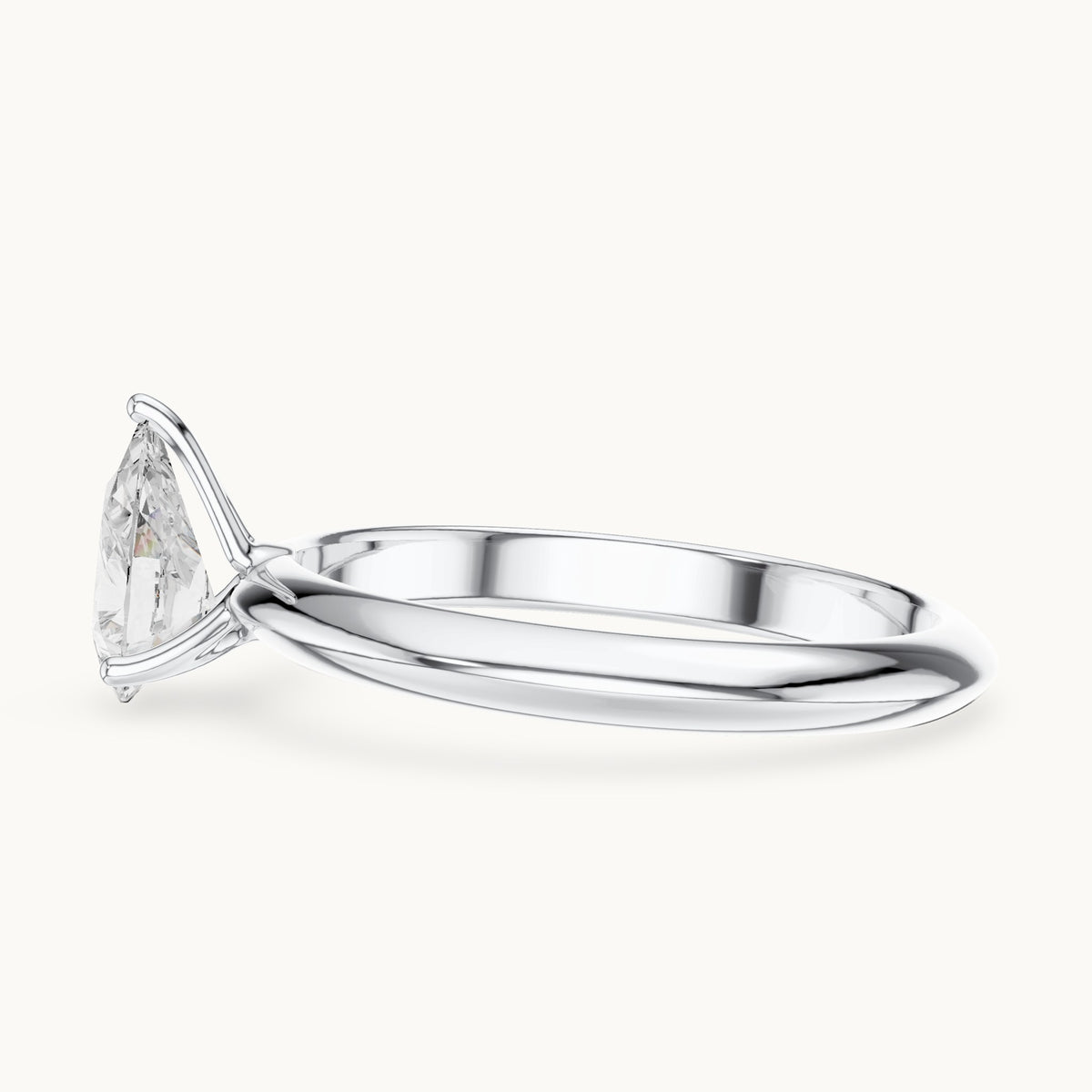 Pear lab-grown diamond classic prong solitaire engagement ring in white gold, 1.00 CT TW, view 3