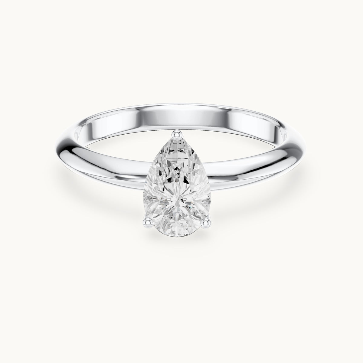 Pear lab-grown diamond classic prong solitaire engagement ring in white gold, 1.00 CT TW, view 4