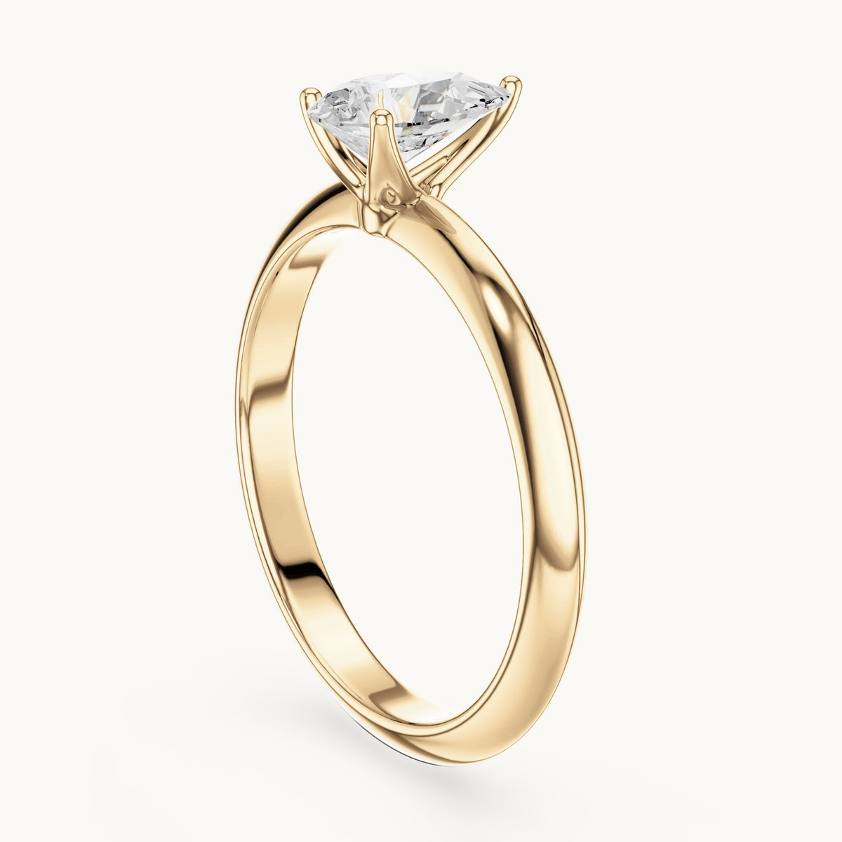 Pear lab-grown diamond classic prong solitaire engagement ring in yellow gold, 1.00 CT TW, view 1