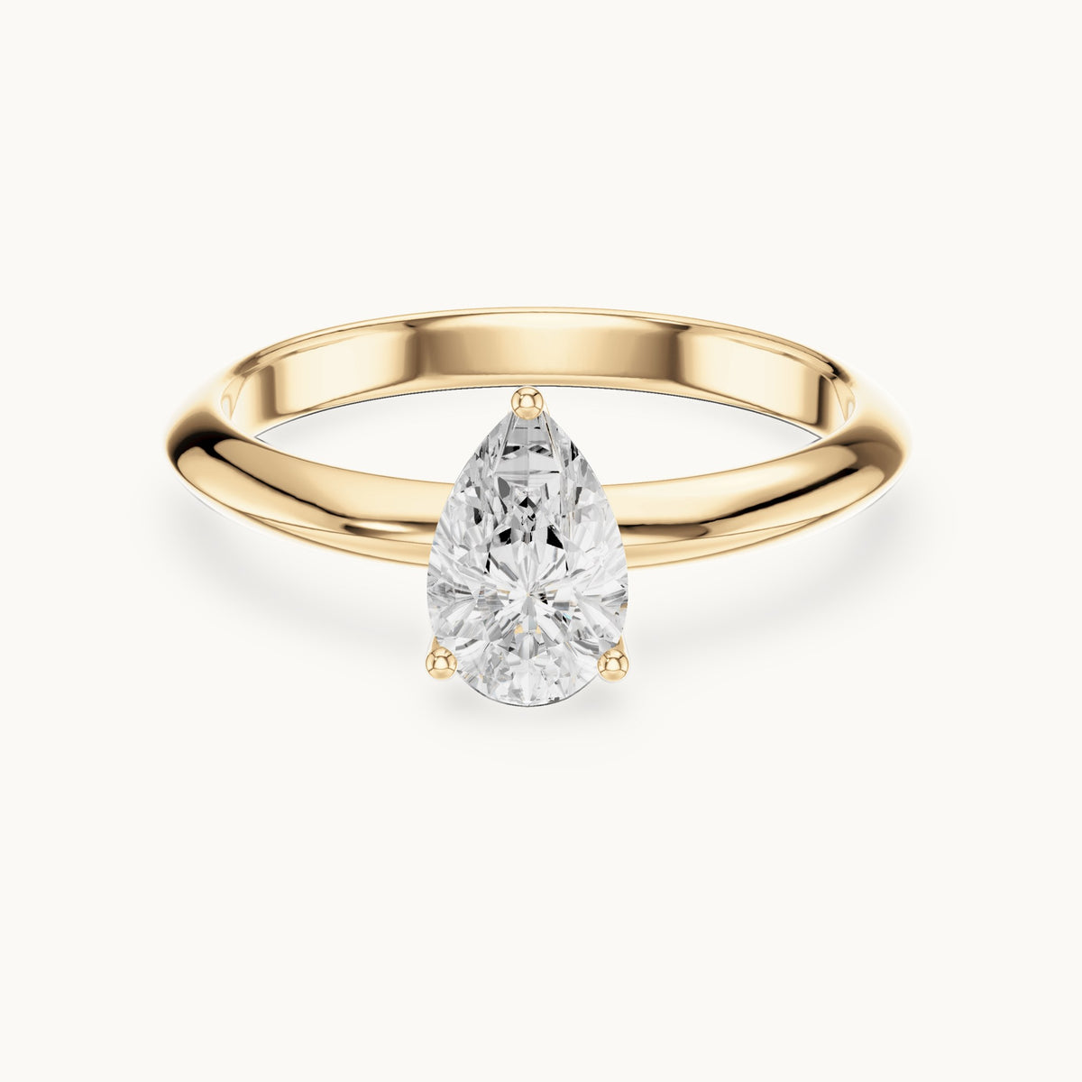Pear lab-grown diamond classic prong solitaire engagement ring in yellow gold, 1.00 CT TW, view 4