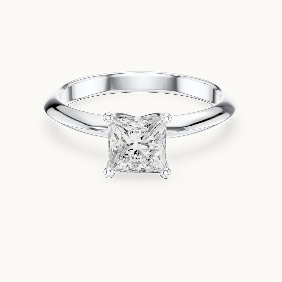 Princess-cut lab-grown diamond classic prong solitaire engagement ring in white gold, 1.00 CT TW, view 4