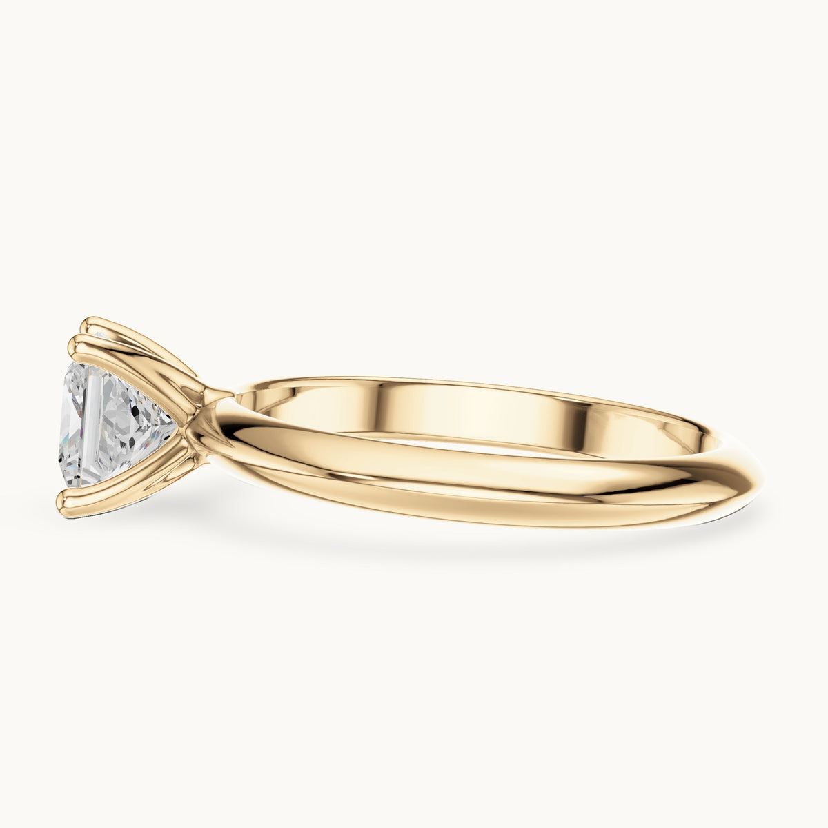 Princess-cut lab-grown diamond classic prong solitaire engagement ring in yellow gold, 1.00 CT TW, view 3