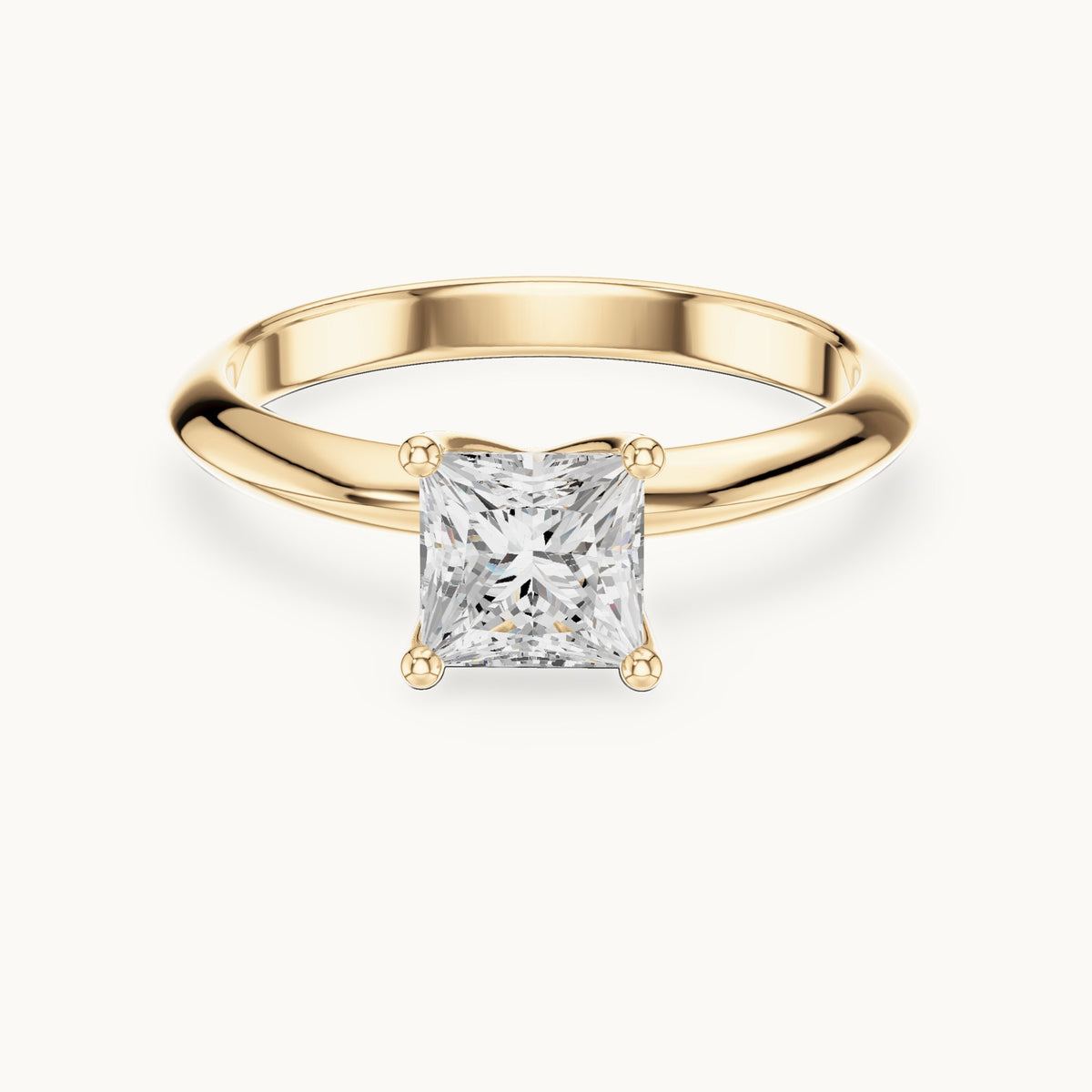 Princess-cut lab-grown diamond classic prong solitaire engagement ring in yellow gold, 1.00 CT TW, view 4