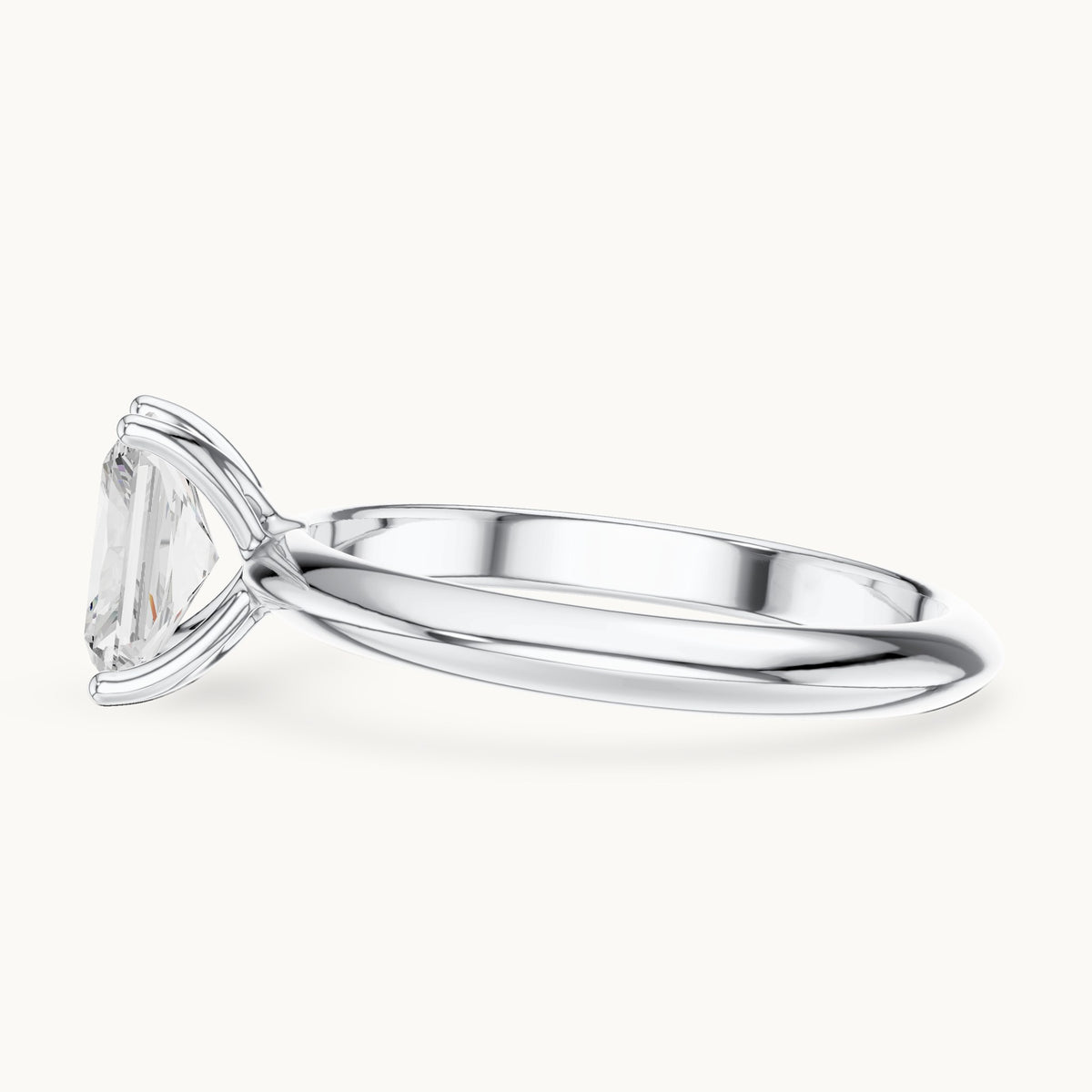 Radiant-cut lab-grown diamond classic prong solitaire engagement ring in white gold, 1.00 CT TW, view 3