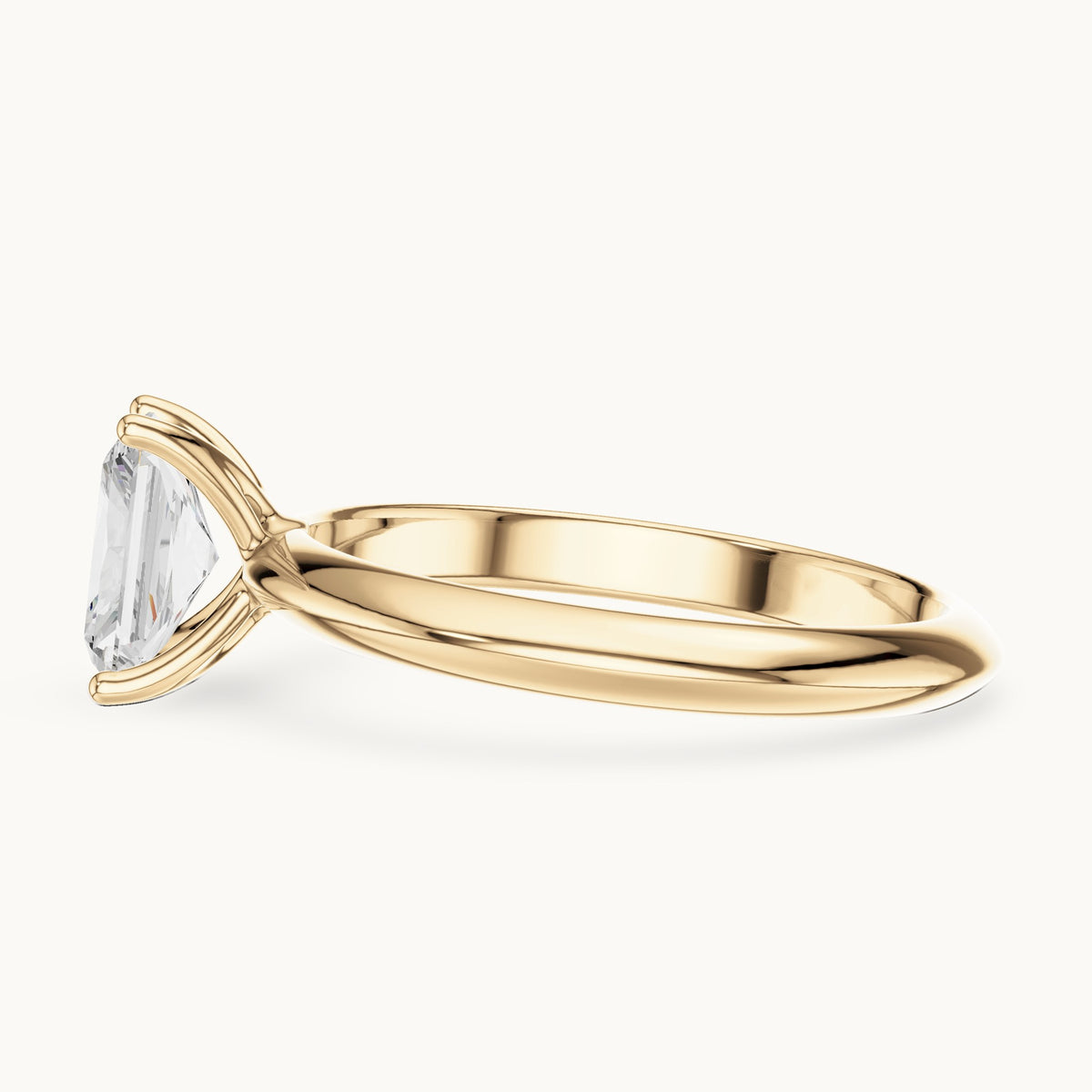 Radiant-cut lab-grown diamond classic prong solitaire engagement ring in yellow gold, 1.00 CT TW, view 3