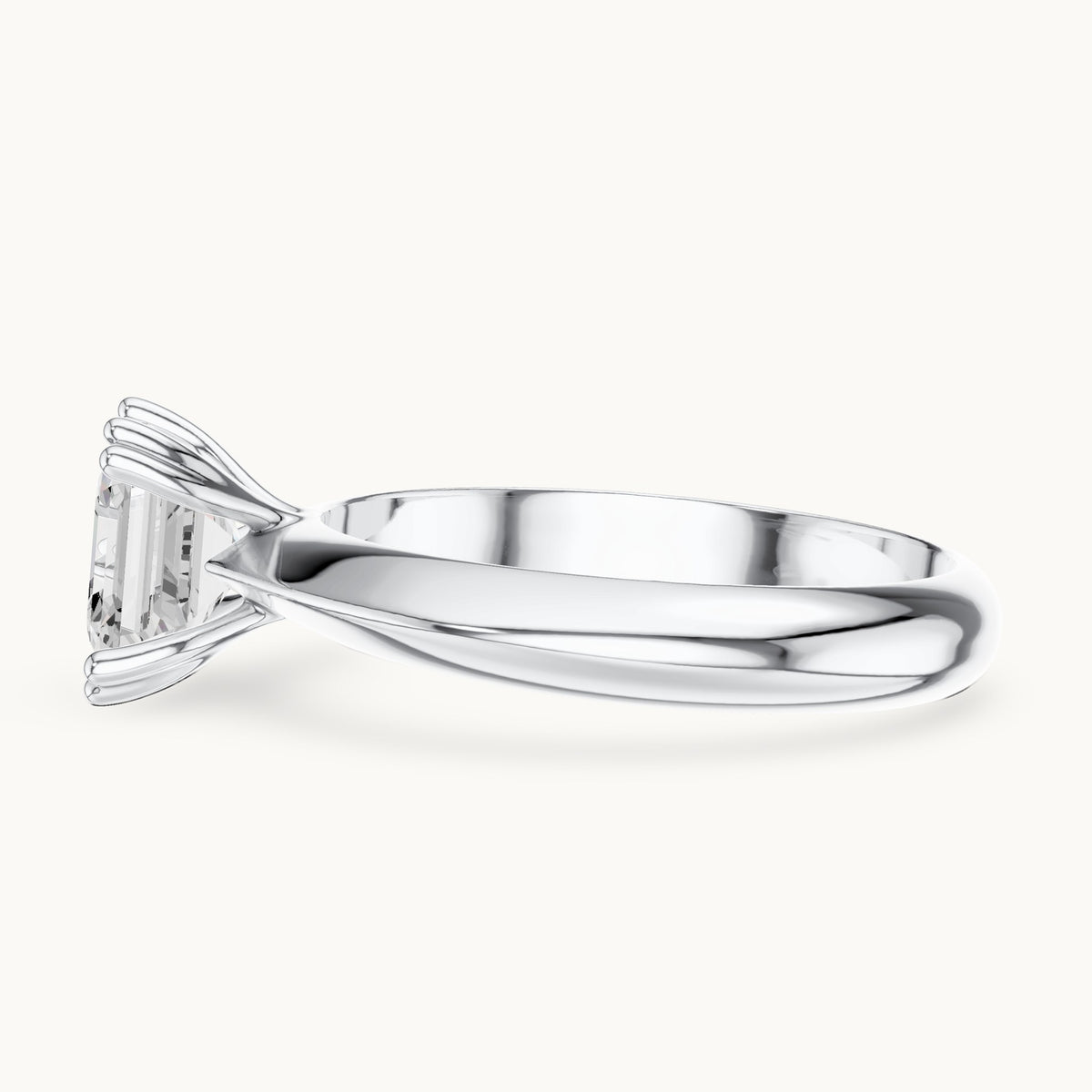 Asscher-cut lab-grown diamond double-prong knife-edge solitaire engagement ring in white gold, 1.50 CT TW, view 3