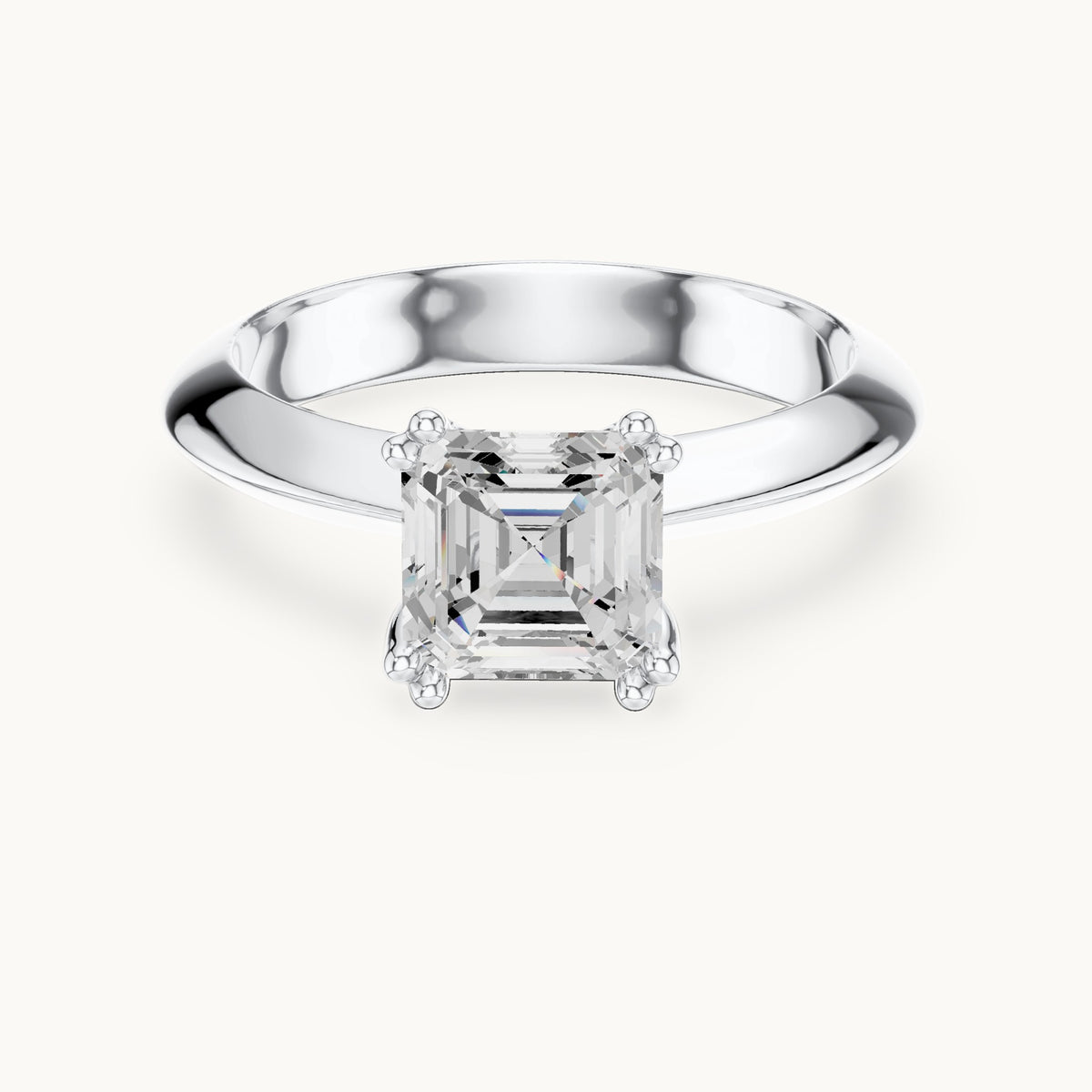 Asscher-cut lab-grown diamond double-prong knife-edge solitaire engagement ring in white gold, 1.50 CT TW, view 4
