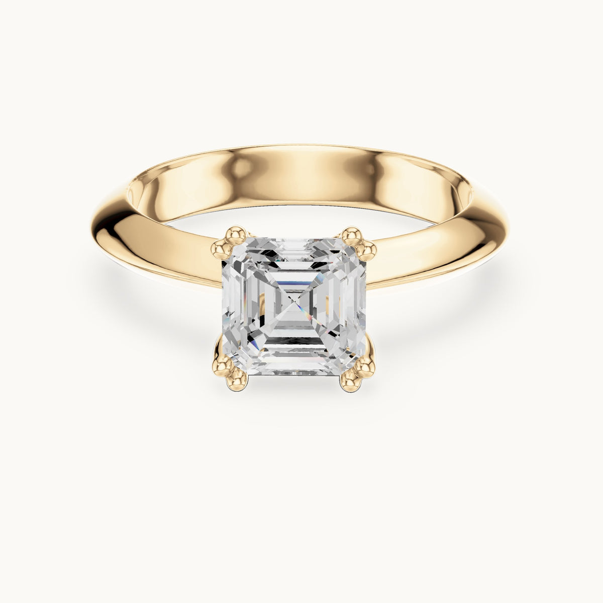 Asscher-cut lab-grown diamond double-prong knife-edge solitaire engagement ring in yellow gold, 1.50 CT TW, view 4