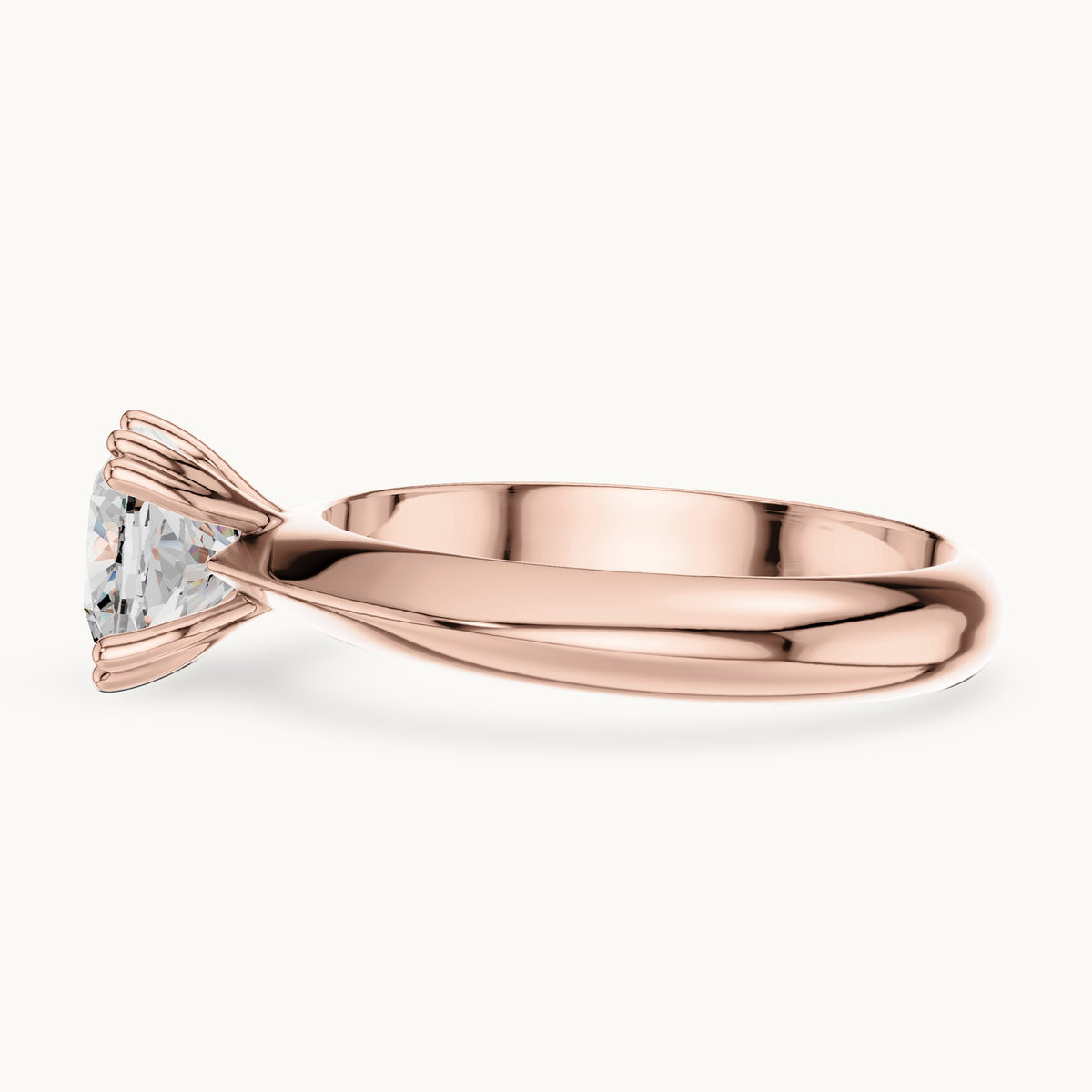 Cushion-cut lab-grown diamond double-prong knife-edge solitaire engagement ring in rose gold, 1.50 CT TW, view 3