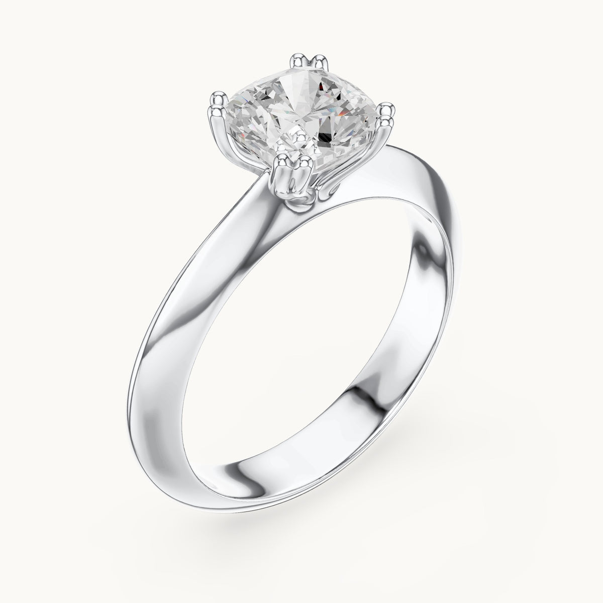 Cushion-cut lab-grown diamond double-prong knife-edge solitaire engagement ring in white gold, 1.50 CT TW, view 2