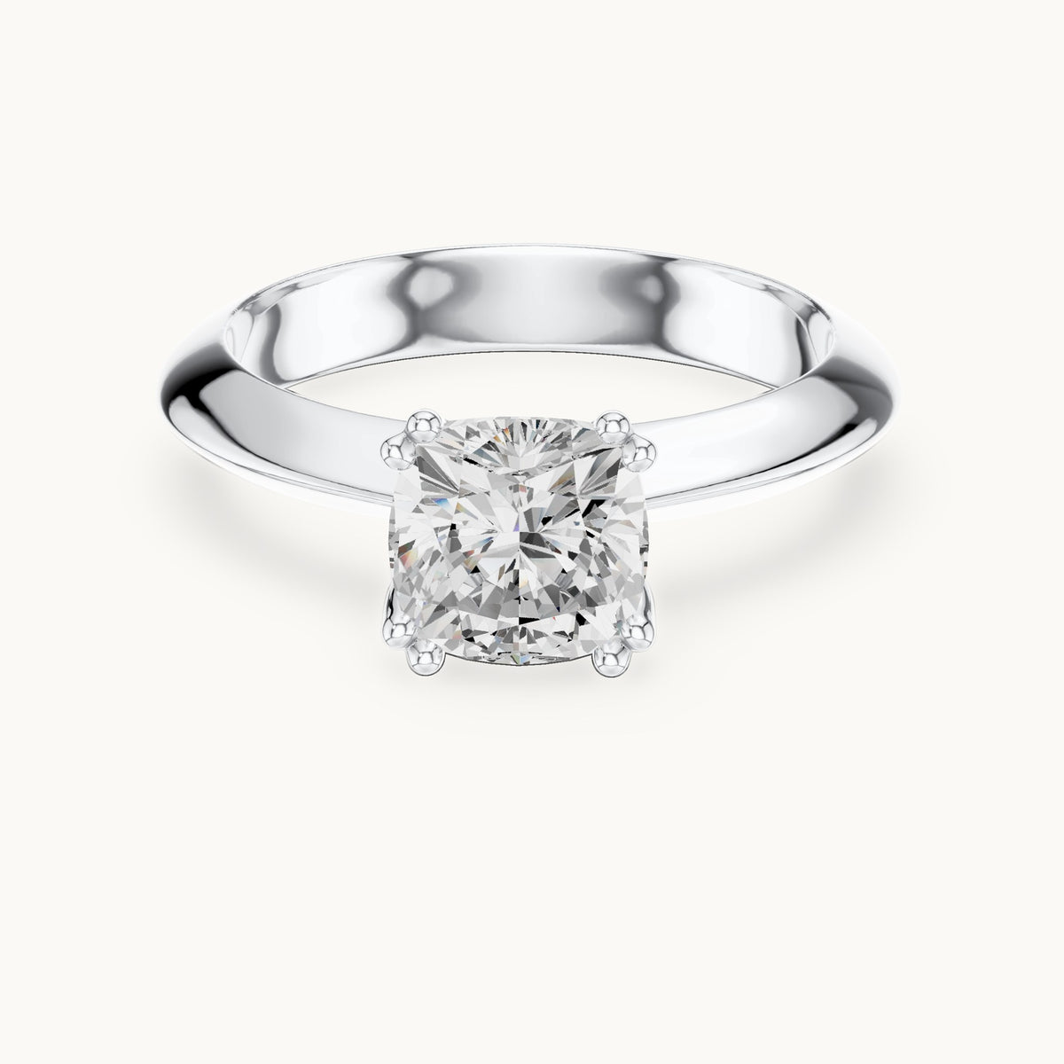 Cushion-cut lab-grown diamond double-prong knife-edge solitaire engagement ring in white gold, 1.50 CT TW, view 4