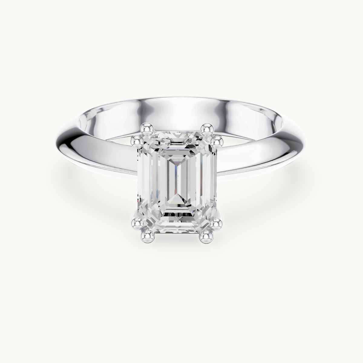 Emerald-cut lab-grown diamond double-prong knife-edge solitaire engagement ring in white gold, 1.50 CT TW, view 4