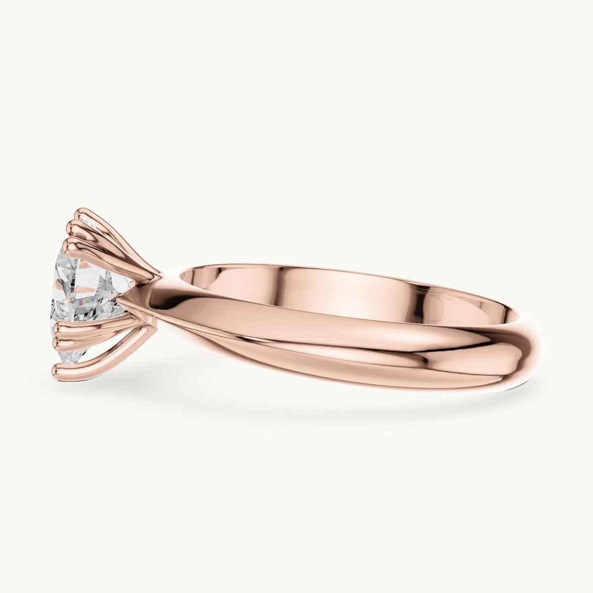 Heart lab-grown diamond double-prong knife-edge solitaire engagement ring in rose gold, 1.50 CT TW, view 3