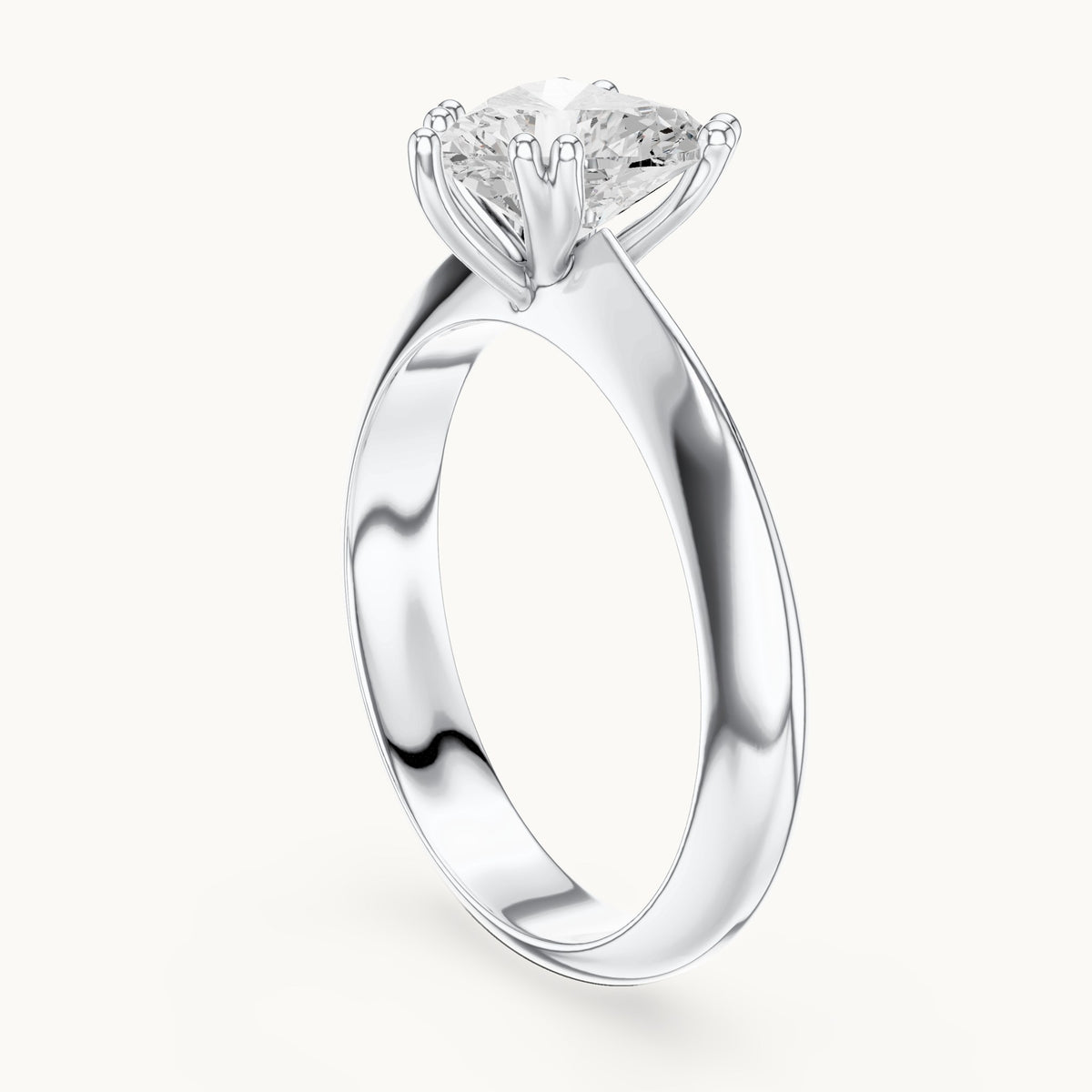 Heart lab-grown diamond double-prong knife-edge solitaire engagement ring in white gold, 1.50 CT TW, view 1