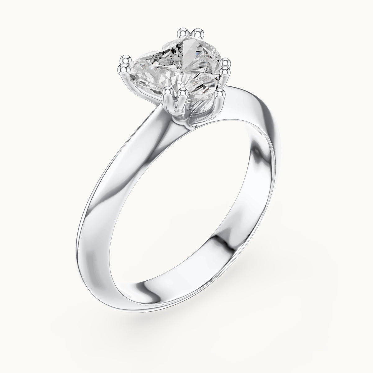 Heart lab-grown diamond double-prong knife-edge solitaire engagement ring in white gold, 1.50 CT TW, view 2