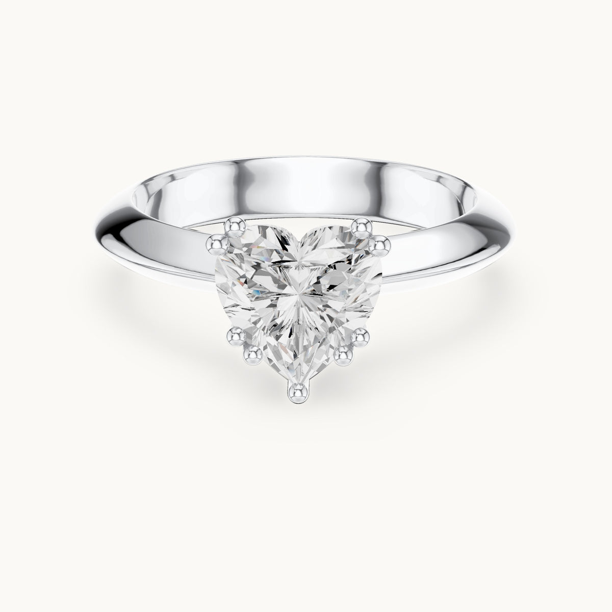 Heart lab-grown diamond double-prong knife-edge solitaire engagement ring in white gold, 1.50 CT TW, view 4
