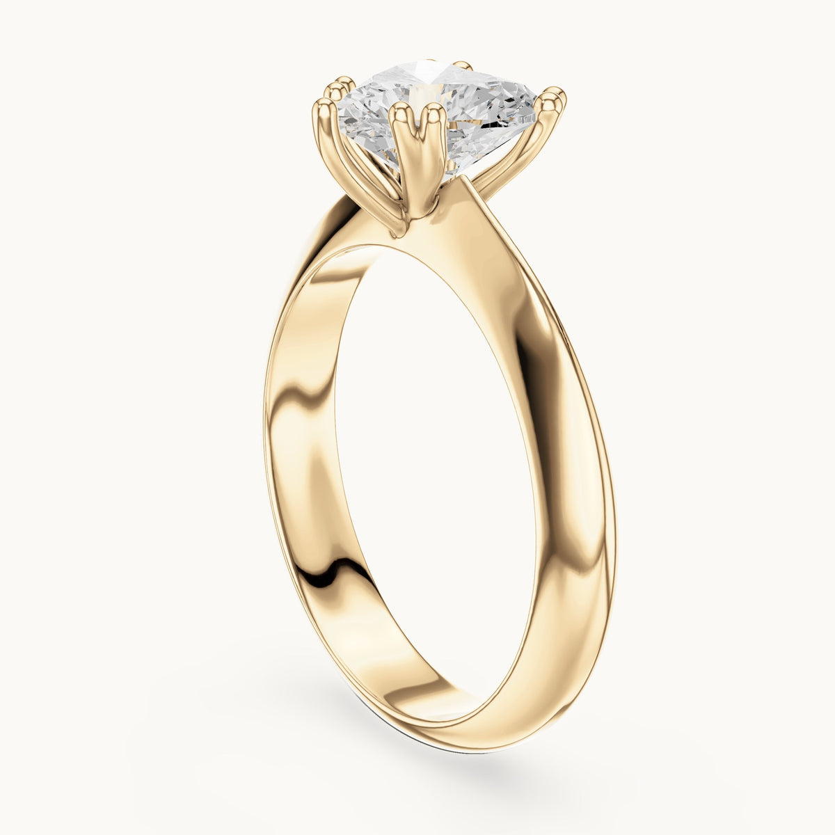 Heart lab-grown diamond double-prong knife-edge solitaire engagement ring in yellow gold, 1.50 CT TW, view 1