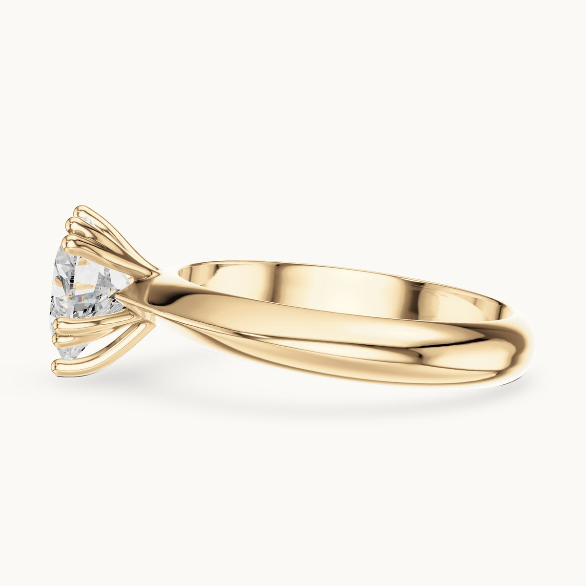 Heart lab-grown diamond double-prong knife-edge solitaire engagement ring in yellow gold, 1.50 CT TW, view 3