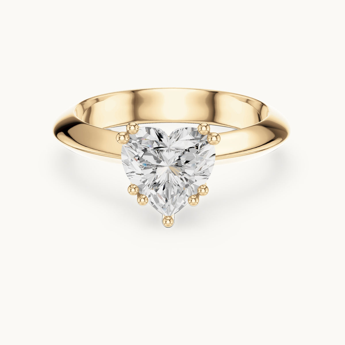 Heart lab-grown diamond double-prong knife-edge solitaire engagement ring in yellow gold, 1.50 CT TW, view 4