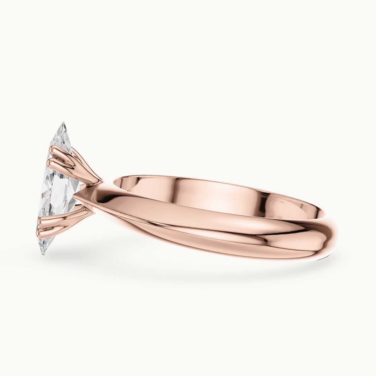 Marquise lab-grown diamond double-prong knife-edge solitaire engagement ring in rose gold, 1.50 CT TW, view 3