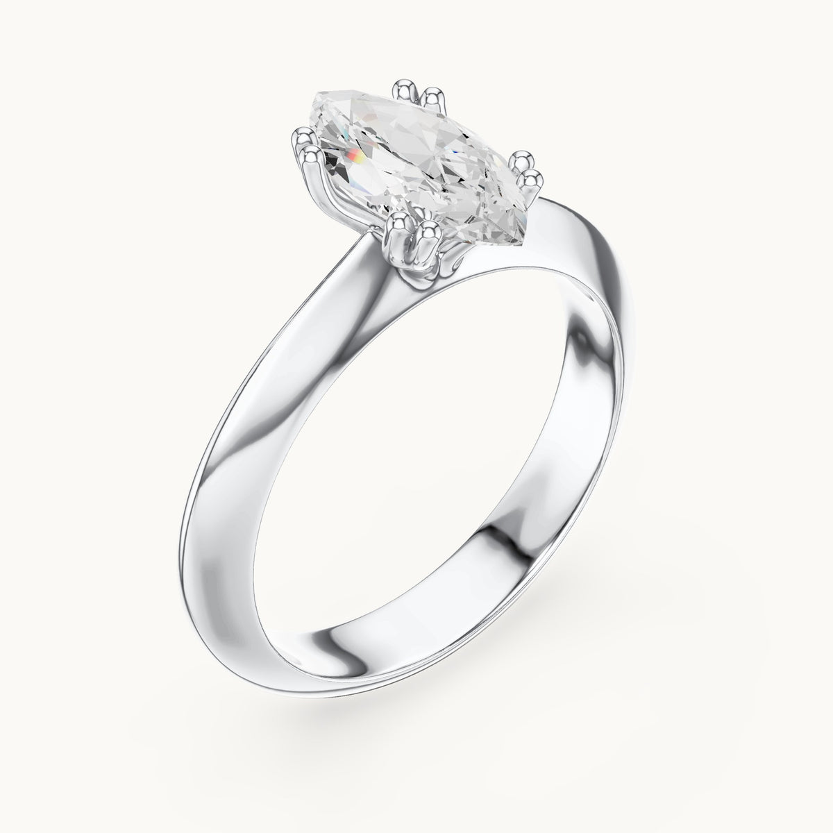 Marquise lab-grown diamond double-prong knife-edge solitaire engagement ring in white gold, 1.50 CT TW, view 2