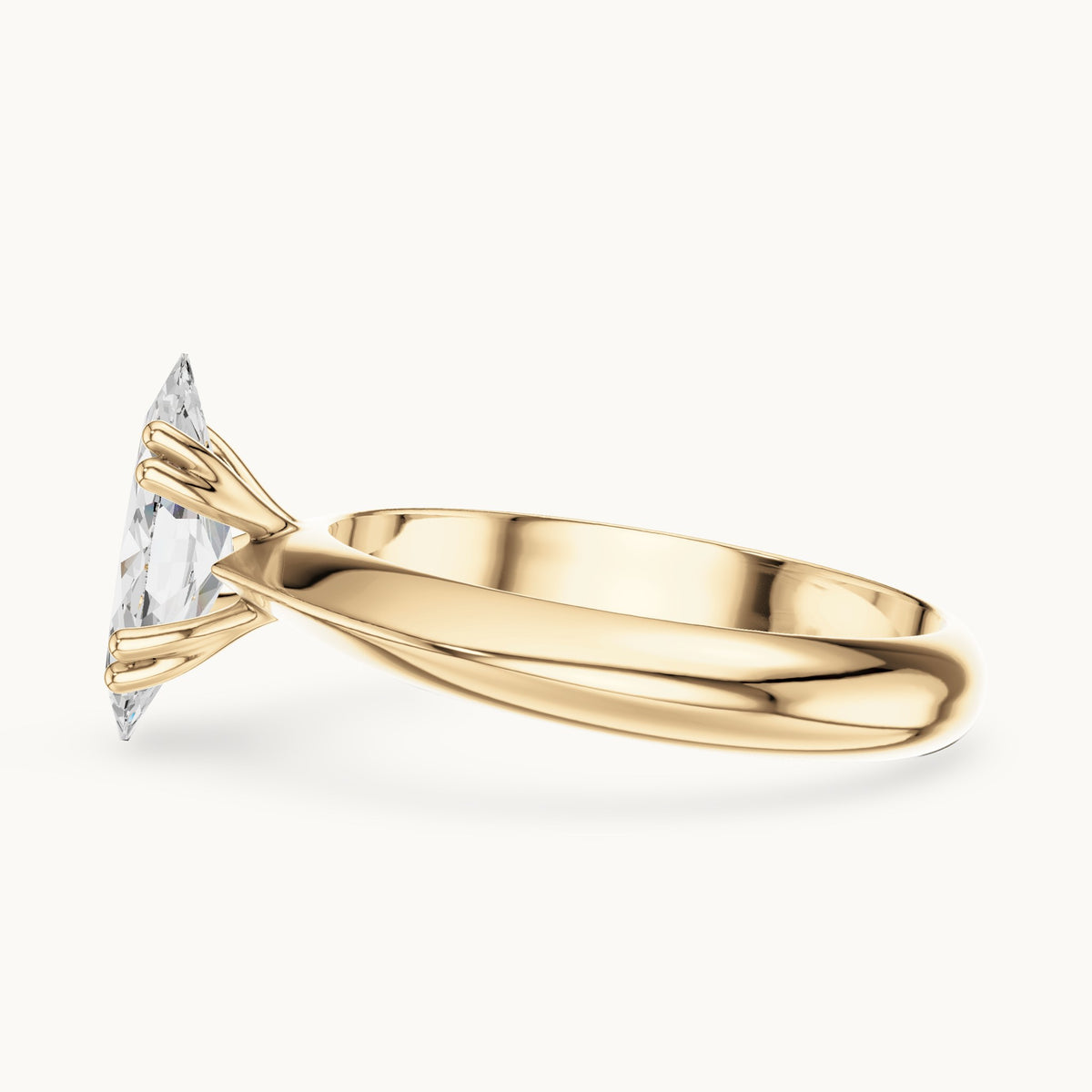 Marquise lab-grown diamond double-prong knife-edge solitaire engagement ring in yellow gold, 1.50 CT TW, view 3