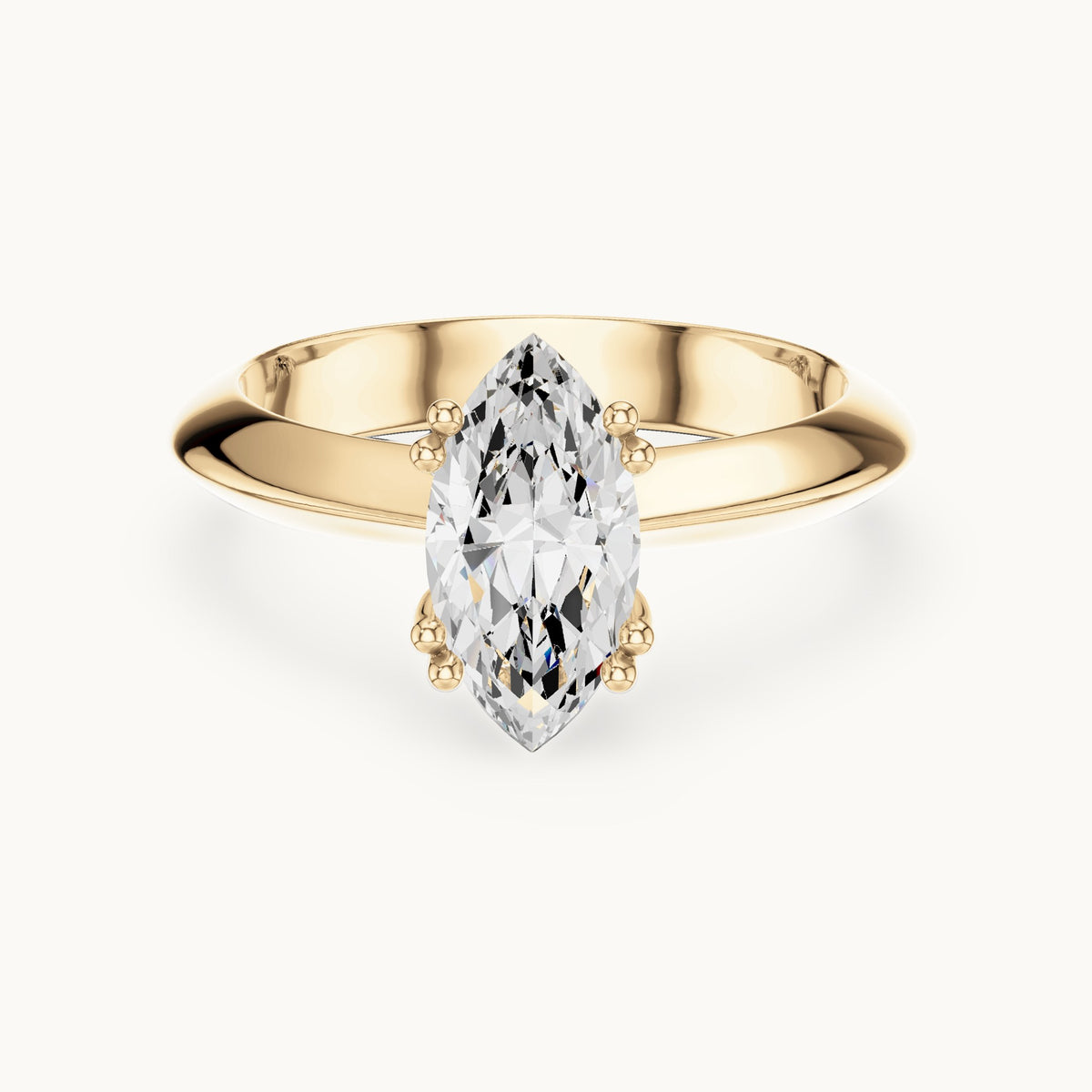 Marquise lab-grown diamond double-prong knife-edge solitaire engagement ring in yellow gold, 1.50 CT TW, view 4