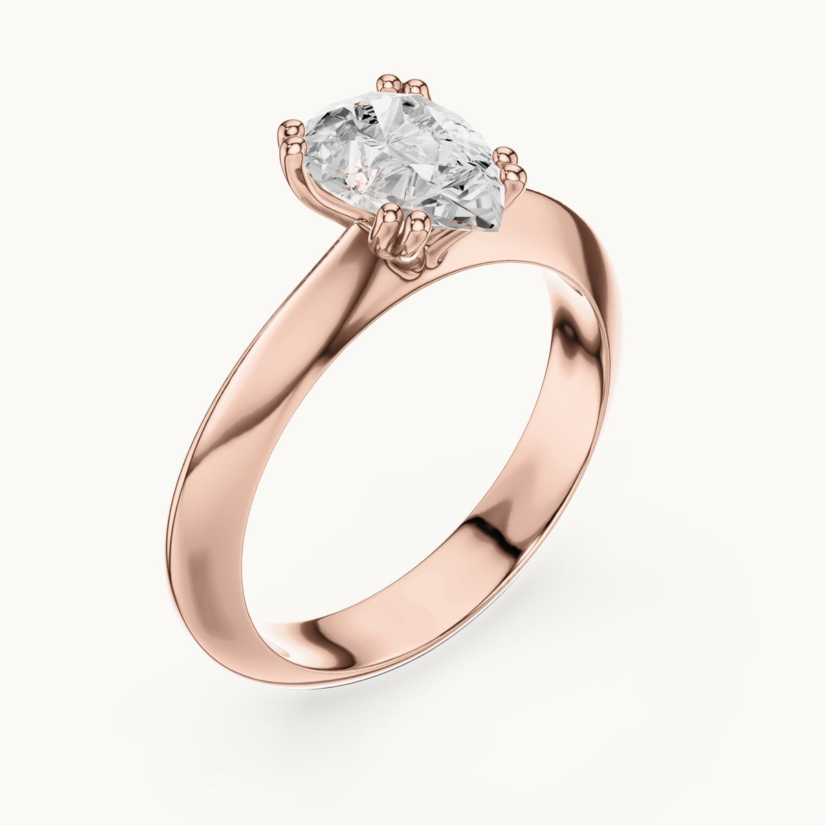 Pear lab-grown diamond double-prong knife-edge solitaire engagement ring in rose gold, 1.50 CT TW, view 2
