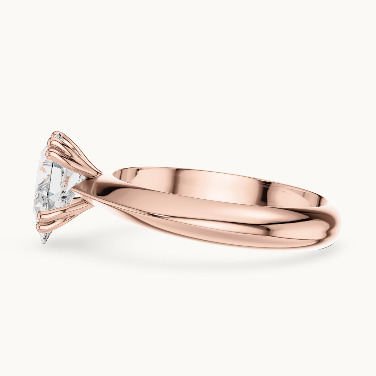 Pear lab-grown diamond double-prong knife-edge solitaire engagement ring in rose gold, 1.50 CT TW, view 3