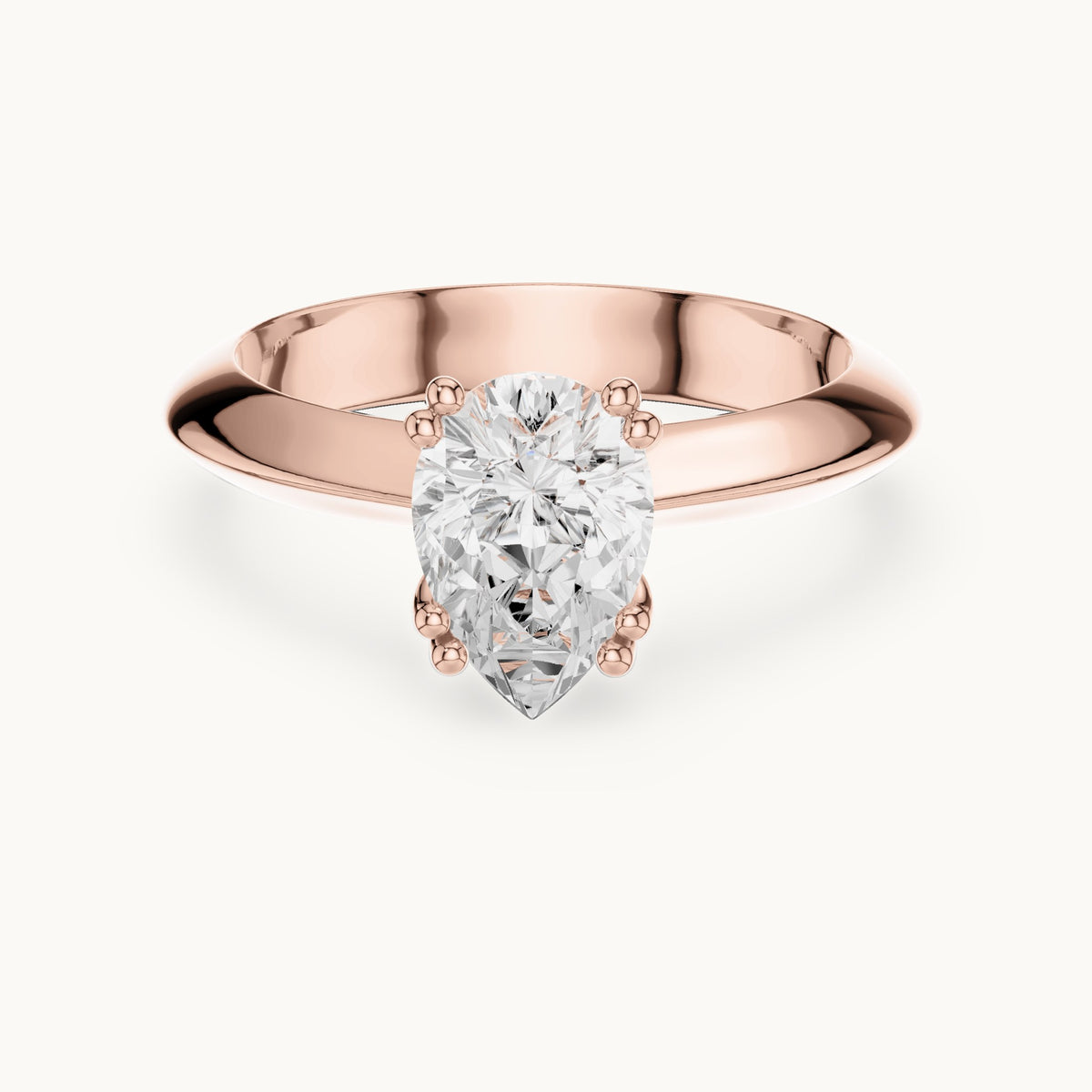 Pear lab-grown diamond double-prong knife-edge solitaire engagement ring in rose gold, 1.50 CT TW, view 4