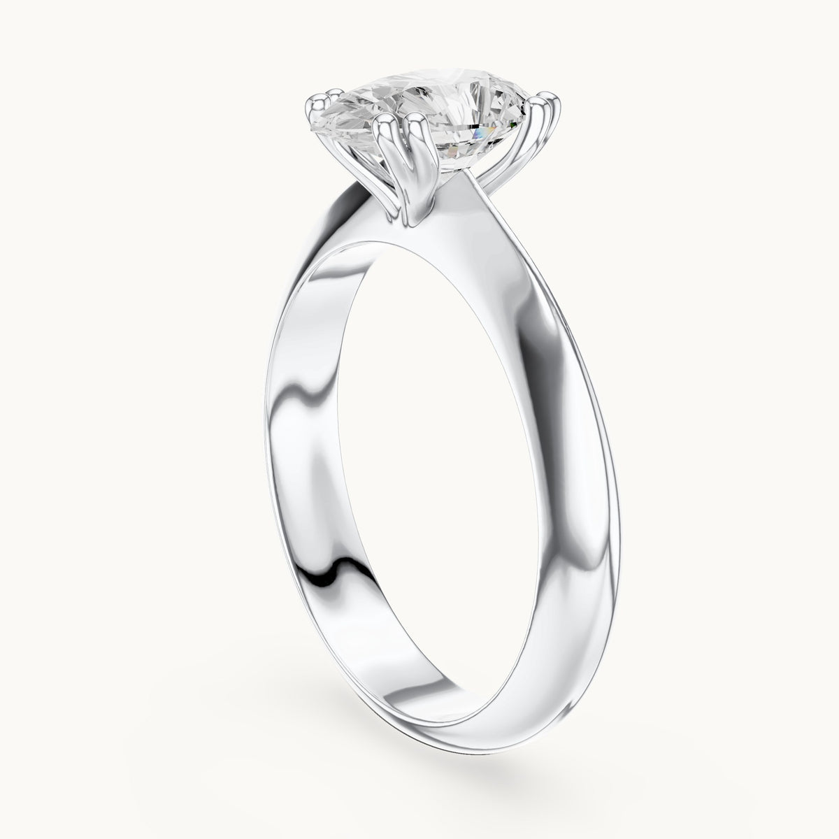 Pear lab-grown diamond double-prong knife-edge solitaire engagement ring in white gold, 1.50 CT TW, view 1