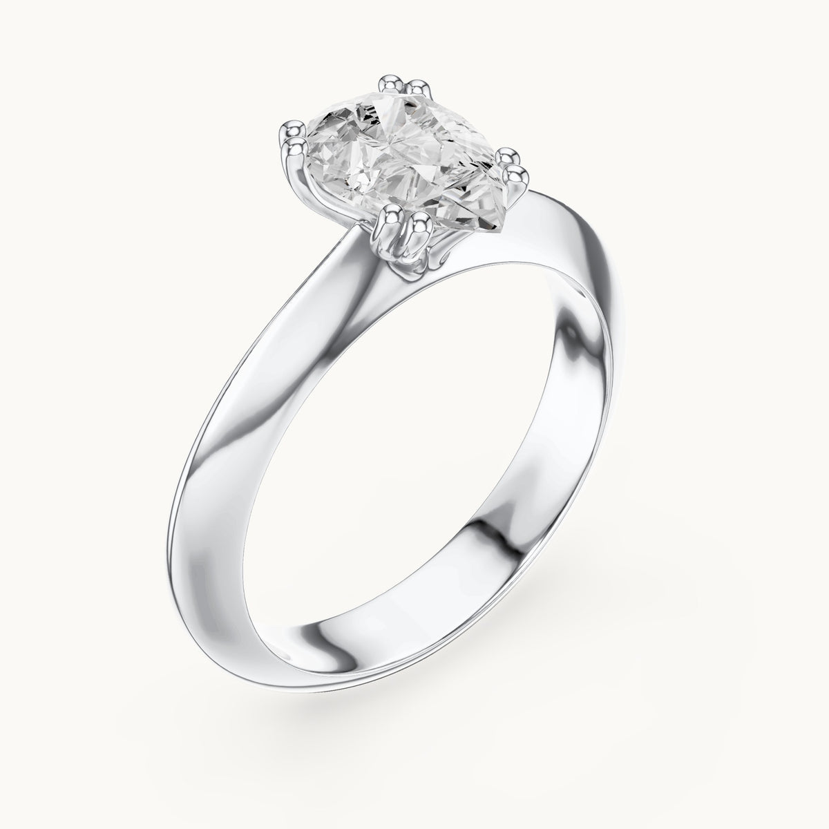 Pear lab-grown diamond double-prong knife-edge solitaire engagement ring in white gold, 1.50 CT TW, view 2