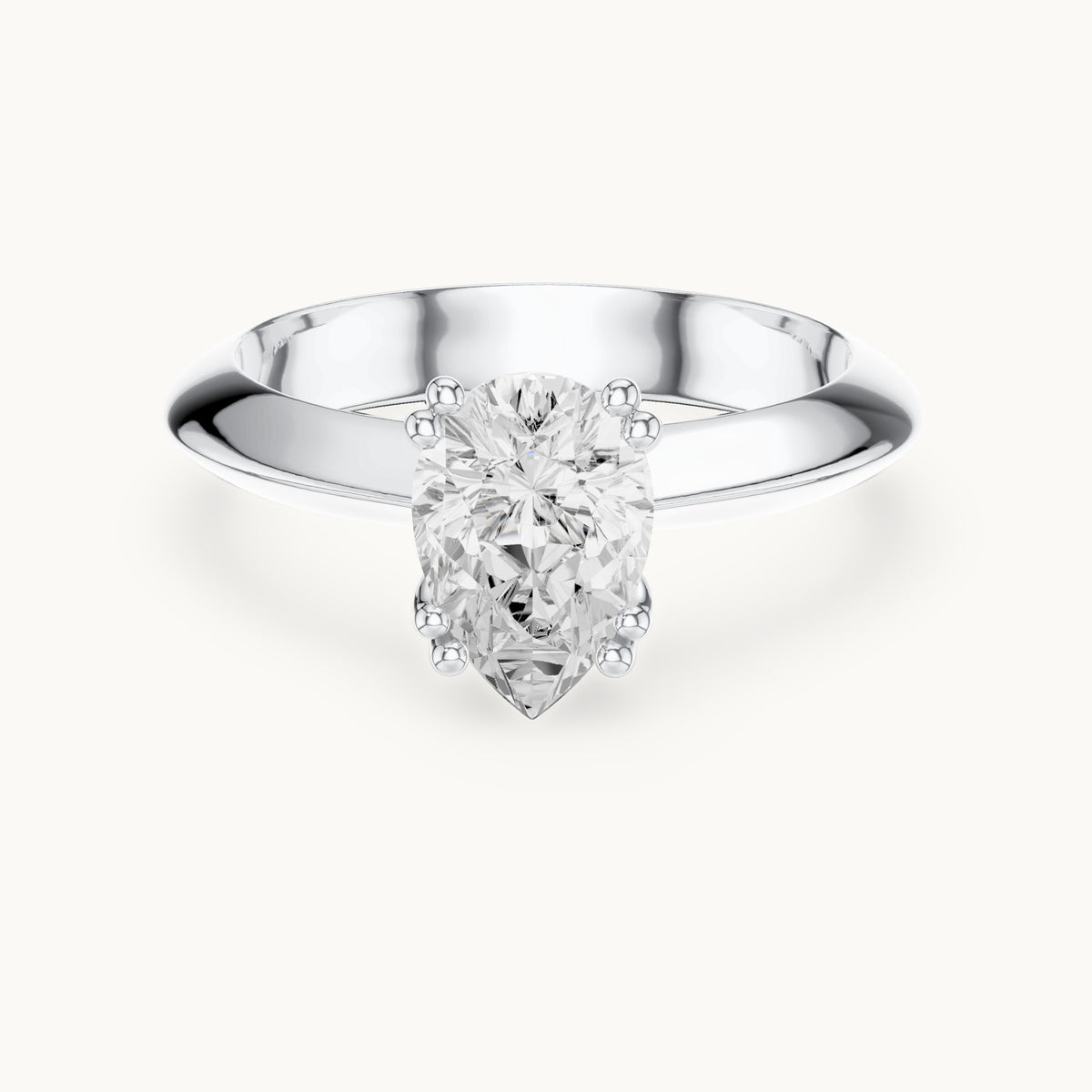 Pear lab-grown diamond double-prong knife-edge solitaire engagement ring in white gold, 1.50 CT TW, view 4