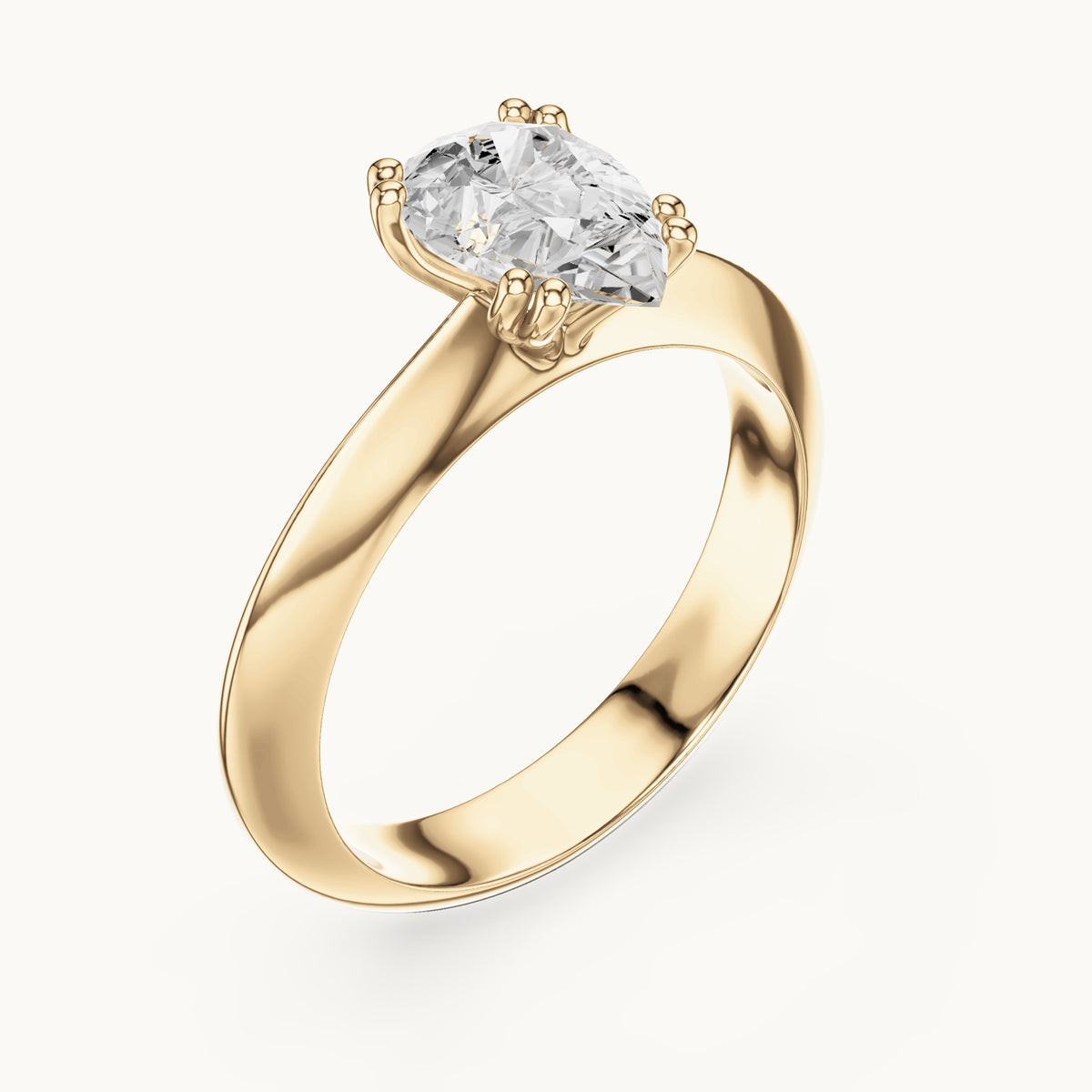 Pear lab-grown diamond double-prong knife-edge solitaire engagement ring in yellow gold, 1.50 CT TW, view 2