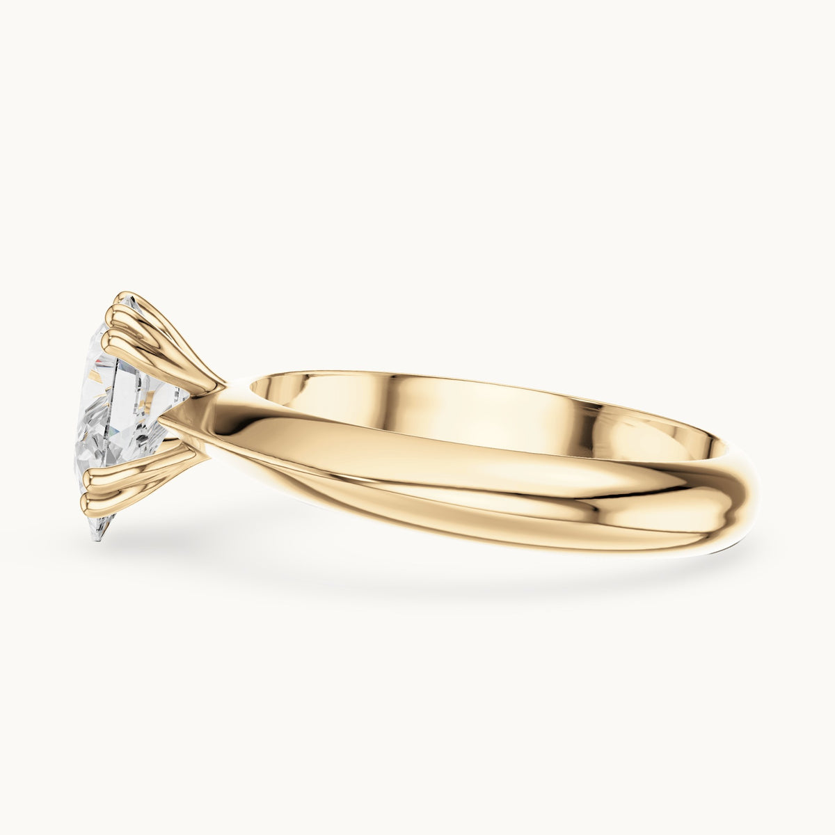 Pear lab-grown diamond double-prong knife-edge solitaire engagement ring in yellow gold, 1.50 CT TW, view 3