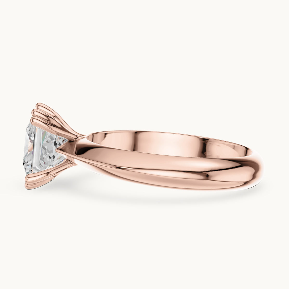 Princess-cut lab-grown diamond double-prong knife-edge solitaire engagement ring in rose gold, 1.50 CT TW, view 3