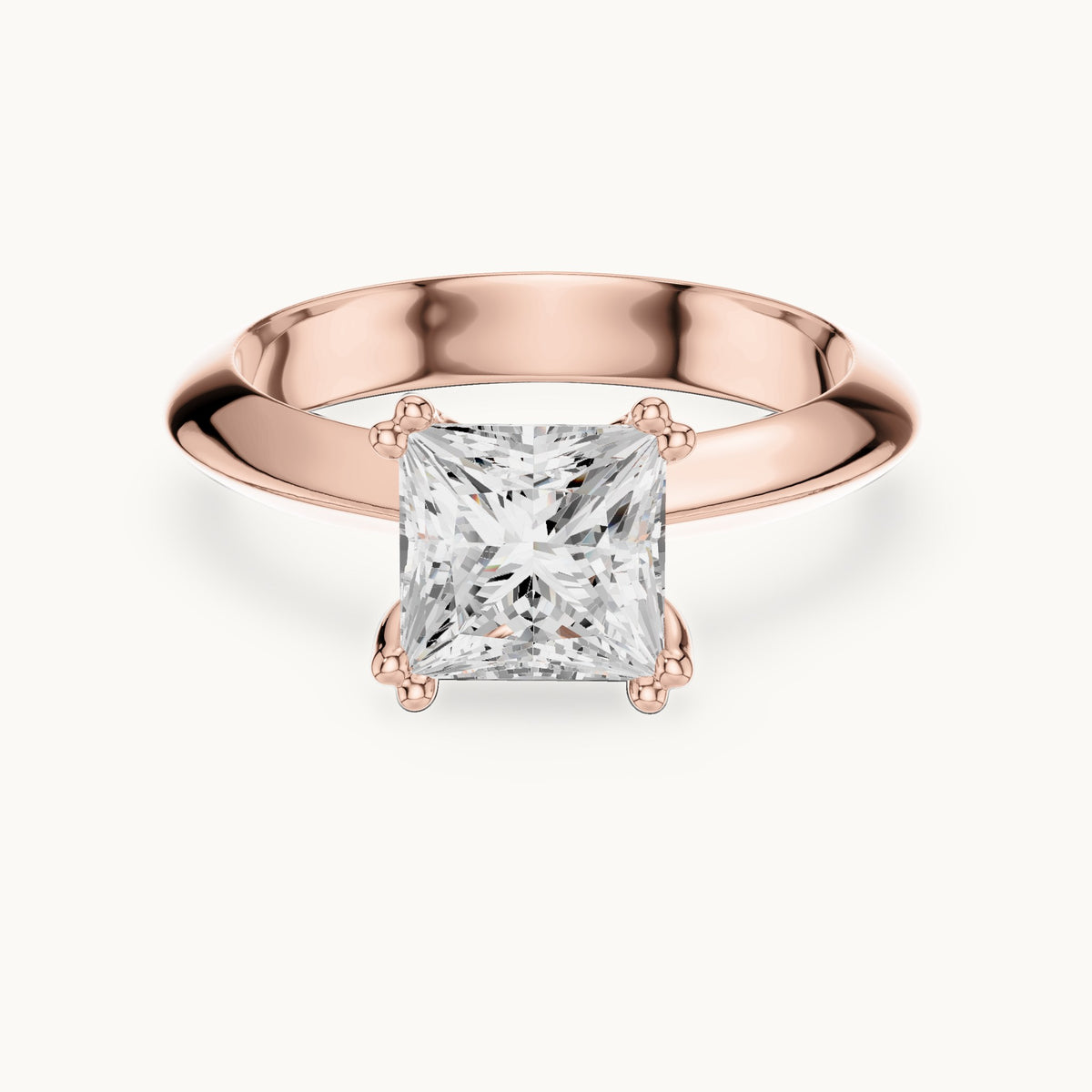 Princess-cut lab-grown diamond double-prong knife-edge solitaire engagement ring in rose gold, 1.50 CT TW, view 4