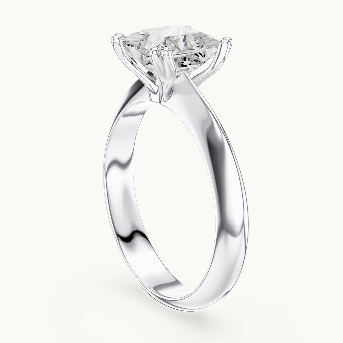 Princess-cut lab-grown diamond double-prong knife-edge solitaire engagement ring in white gold, 1.50 CT TW, view 1
