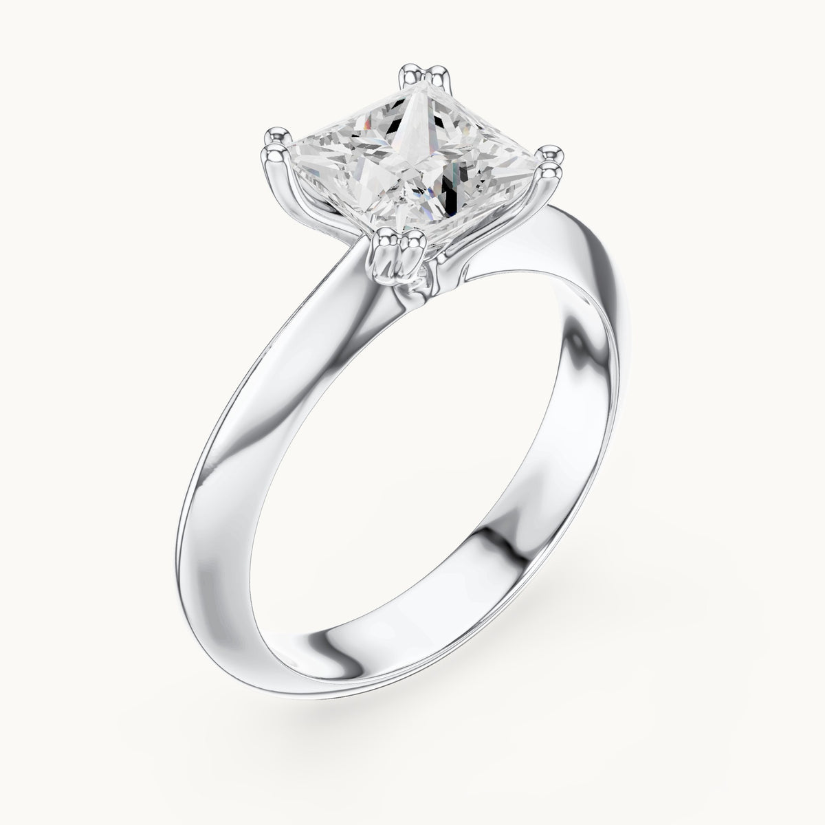 Princess-cut lab-grown diamond double-prong knife-edge solitaire engagement ring in white gold, 1.50 CT TW, view 2
