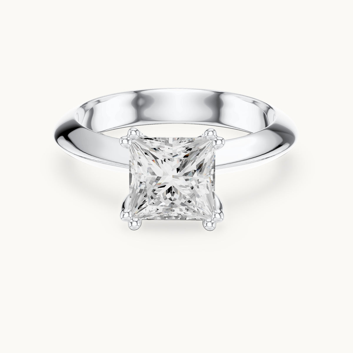 Princess-cut lab-grown diamond double-prong knife-edge solitaire engagement ring in white gold, 1.50 CT TW, view 4